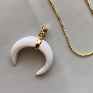Double Horn Bone necklace white with chain NEW